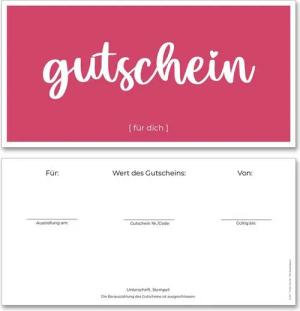 Frank Paperman Geschenkkarte, Gutschein für Kunden, Magenta, zum selbst Ausfüllen, Gutscheinkarten, Geschenkgutschein Nagelstudio, Friseur, Kosmetik