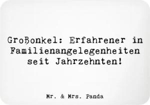 Mr. & Mrs. Panda Magnet Spruch Großonkel Erfahrung - Weiß - Geschenk, Familienangelegenheiten (1-St), Farbenfroh bedruckt