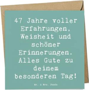 Mr. & Mrs. Panda Grußkarte 47. Geburtstag - Meeresbrise - Geschenk, Erfahrungen, Besondere Anläs, Matte Beschreibfläche