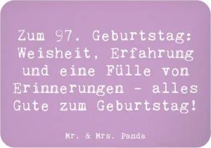 Mr. & Mrs. Panda Magnet Spruch 97. Geburtstag - Lavendeltraum - Geschenk, Erfahrung, Weisheit (1-St)