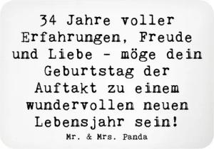 Mr. & Mrs. Panda Magnet Spruch 34. Geburtstag Erlebnisse - Weiß - Geschenk, Erfahrungen, Kühl (1-St)