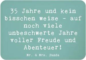 Mr. & Mrs. Panda Magnet Spruch 35. Geburtstag - Meeresbrise - Geschenk, Freude, Erfahrungen, (1-St)