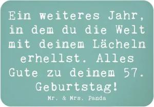 Mr. & Mrs. Panda Magnet Spruch 57. Geburtstag Lächeln - Meeresbrise - Geschenk, Erfahrungen, (1-St)