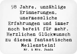 Mr. & Mrs. Panda Magnet Spruch 98. Geburtstag - Weiß - Geschenk, Geburtstagwünsche, Erfahrung (1-St)