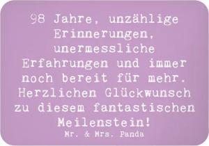 Mr. & Mrs. Panda Magnet Spruch 98. Geburtstag - Lavendeltraum - Geschenk, Weisheit, Erfahrung (1-St)