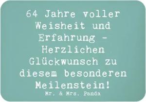 Mr. & Mrs. Panda Magnet Spruch 64. Geburtstag Weisheit - Meeresbrise - Geschenk, Erfahrung, G (1-St)