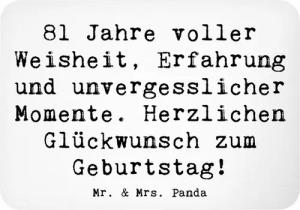 Mr. & Mrs. Panda Magnet Spruch 81. Geburtstag - Weiß - Geschenk, Erfahrung, Motivmagnete, unv (1-St)