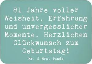 Mr. & Mrs. Panda Magnet Spruch 81. Geburtstag - Meeresbrise - Geschenk, Erfahrung, Kühlschran (1-St)