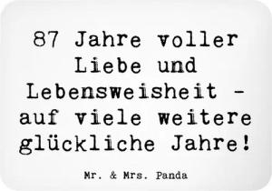 Mr. & Mrs. Panda Magnet Spruch 87. Geburtstag Liebe - Weiß - Geschenk, Liebe und Erfahrung, W (1-St)