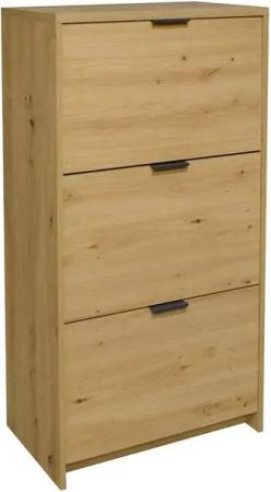 SKS-Online Schuhkipper Denver II B60xH129xT35, 3 Klappen, 10 Paar Schuhe, Weiß/Asteiche