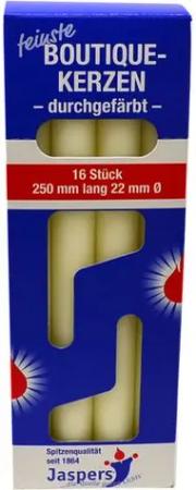 Jaspers Kerzen Tafelkerze Boutique-Tafelkerzen elfenbein 16er Pack durchgefärbt