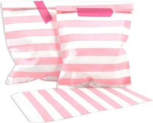 Frau WUNDERVoll Papierdekoration 50 Papiertüten - rosa Streifen