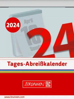 BRUNNEN Abreißkalender BRUNNEN Kalender 2024 Tages-Abreißkalender Nr.2 53 6x71mm 10-70302004, Wochennummern Sonnen- Mondzeiten Sinnsprüche heitere Texte Witze