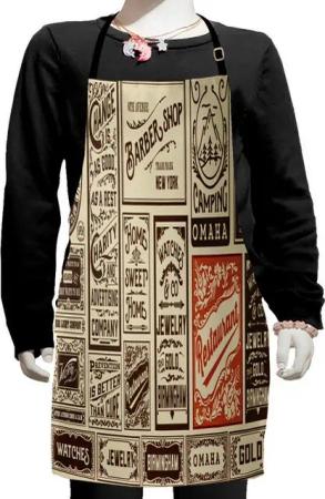 Abakuhaus Kochschürze kleines Schürzenlatz mit verstellbaren Krawatten zum Backen Malerei, Antiquität Pack Alte Werbung
