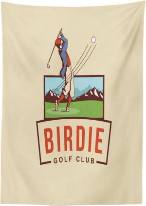 Abakuhaus Tischdecke Farbfest Waschbar Für den Außen Bereich geeignet Klare Farben, Golf Birdie Golf Club Werbung