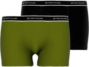 TOM TAILOR Boxershorts TOM TAILOR Herren Hip Pants grün uni 2er Pack (2-St)