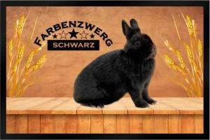 Ladreas Fußmatte Schmutzfangmatte Kaninchen Farbenzwerg schwarz F939, 60x40