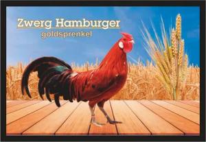 Ladreas Fußmatte Schmutzfangmatte Hühner Zwerg Hamburger goldsprenkel F1346, 60x40