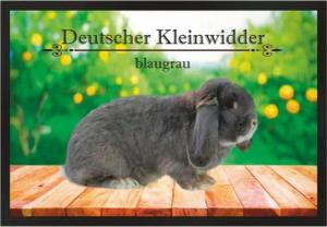 Ladreas Fußmatte Schmutzfangmatte Kaninchen Dt. Kleinwidder blaugrau F1461, 60x40