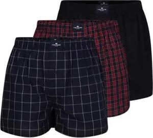 TOM TAILOR Boxershorts TOM TAILOR Herren Boxershort rot kariert 3er Pack (3-St)