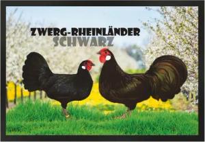 Ladreas Fußmatte Schmutzfangmatte Hühner Zwerg Rheinländer schwarz F1275, 60x40
