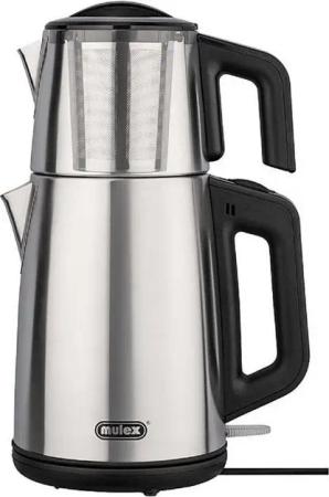 Mulex Teeautomat Mulex Tea-Express-Silber-Matt-Glaskanne, 1650 W, Samowar Tee-Express 3,2l, Teekocher mit Glaskanne