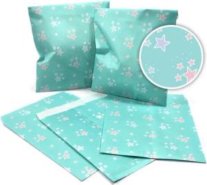 Frau WUNDERVoll Papierdekoration 100 Papiertüten - türkis, Sterne pastell (Angebot)