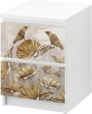 MyMaxxi Möbelfolie Kommodenaufkleber Malm Blumen Malerei gold Klebefolie Möbelfolie Folie