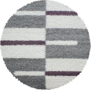 Stilvoll Günstig Hochflor-Teppich für Wohnzimmer und Schlafzimmer Kariertes Design, Rund, Höhe: 30 mm