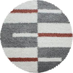 Stilvoll Günstig Hochflor-Teppich für Wohnzimmer und Schlafzimmer Kariertes Design, Rund, Höhe: 30 mm
