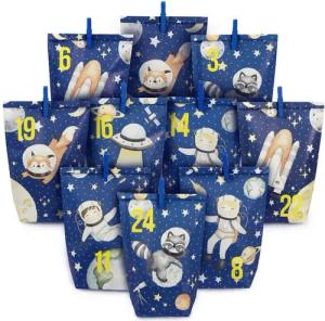 PAPIERDRACHEN befüllbarer Adventskalender Adventskalender - 24 Geschenktüten mit Zahlenaufkleber & Klammern