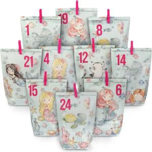 PAPIERDRACHEN befüllbarer Adventskalender Adventskalender - 24 Geschenktüten mit Zahlenaufkleber & Klammern