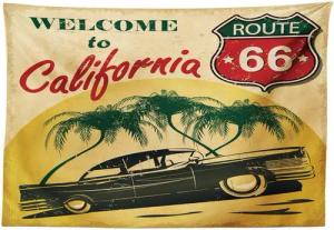 Abakuhaus Wandteppich aus Weiches Mikrofaser Stoff Für das Wohn und Schlafzimmer, rechteckig, Retro California Werbung