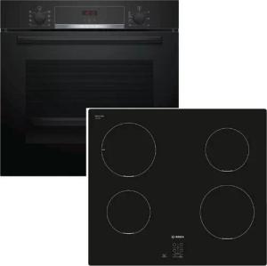 BOSCH Backofen-Set Herdset BOSCH Backofen mit Induktionskochfeld schwarz - autark, 60 cm