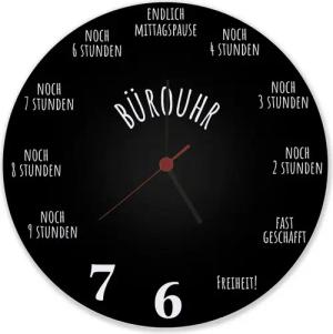 speecheese Wanduhr Bürouhr mit Feierabend Countdown Wanduhr aus Glas