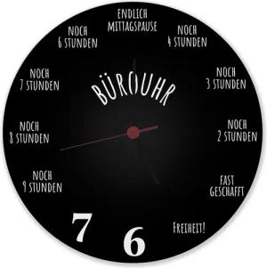 speecheese Wanduhr Bürouhr mit Feierabend Countdown Wanduhr aus Alu
