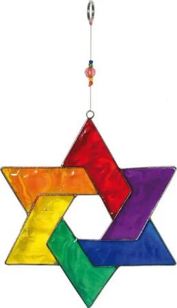 Saraswati Hängedekoration Suncatcher "Hexagramm" Fiberglas bunt 18cm