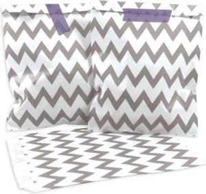 Frau WUNDERVoll Papierdekoration 50 Papiertüten - hellgrau/ taupe Zacken (Chevron)