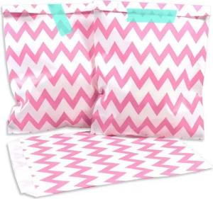 Frau WUNDERVoll Papierdekoration 25 Papiertüten - pinke Zacken (Chevron)