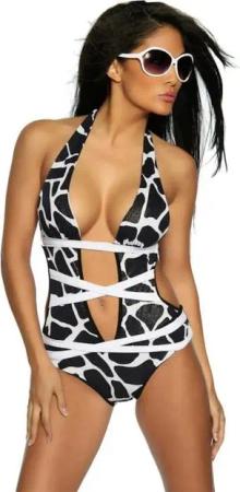 Saresia Monokini Neckholder Monokini Badeanzug Bademode Gogo-Outfit, Made in EU