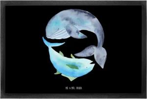 Mr. & Mrs. Panda Fußmatte 60 x 90 cm Walfisch & Thunfisch - Schwarz - Geschenk, Fußabtreter, Sc, Höhe: 0 mm