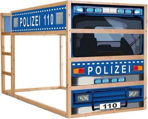 STIKKIPIX Möbelfolie IM210, (Möbel NICHT inkl) Polizeiauto Möbelsticker Hochbett KURA von IKEA