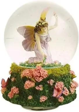 Musicboxworld Spieluhr Glitzerkugel Blumenpflückende Elfe