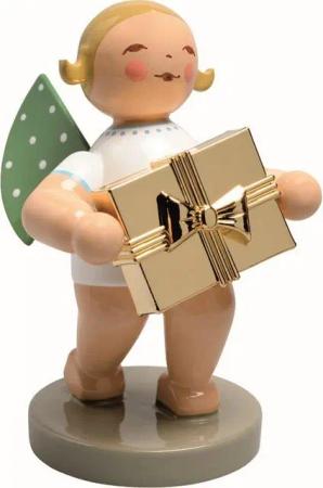 Wendt & Kühn Weihnachtsfigur No 7 Gratulant, Engel mit Geschenk 650/120, Haarfarbe zufällig blond oder braun