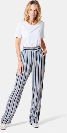 Palazzo-Hose mit sommerlichem Druck - blau / beige / gestreift - Gr. 22 von Goldner Fashion