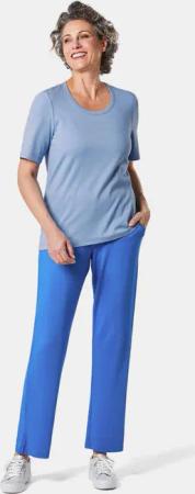 Edel-T-Shirt mit Rundhalsausschnitt - hellblau - Gr. 20 von Goldner Fashion