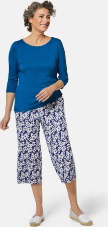 Jersey-Culotte VERA mit weitem Bein - marine / geblümt - Gr. 19 von Goldner Fashion