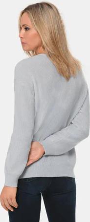 Kaschmirpullover in Patentstrick mit V-Ausschnitt - grau / melange - Gr. 24 von Goldner Fashion