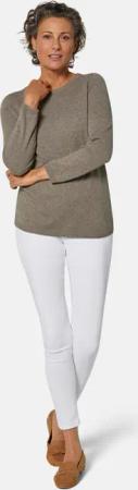 Kaschmirpullover mit U-Boot Ausschnitt - taupe - Gr. 24 von Goldner Fashion
