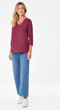 Shirt mit V-Ausschnitt - bordeaux - Gr. 23 von Goldner Fashion